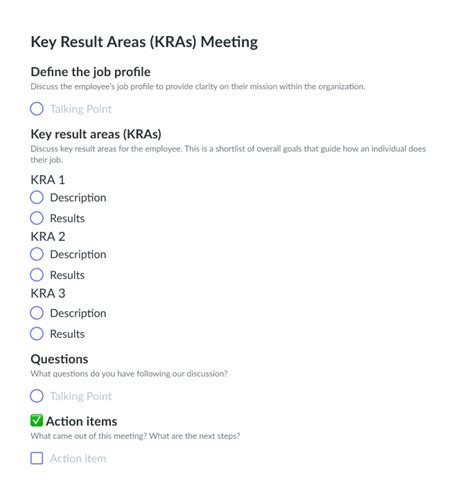 Key Result Areas (KRAs) Agenda Template .